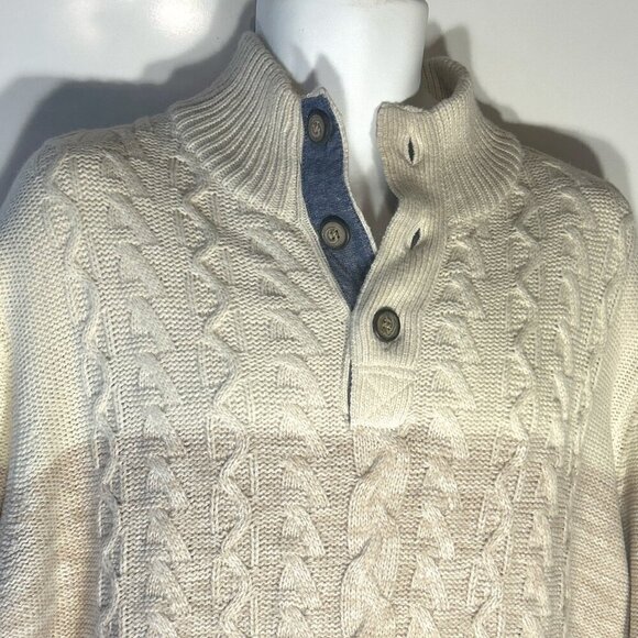 Weatherproof Vintage NWT SZ XL Natural button mock cable knit sweater timeless - Picture 6 of 14